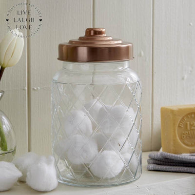 Glass Storage Jars W/ Copper Lids - LIVE LAUGH LOVE LIMITED