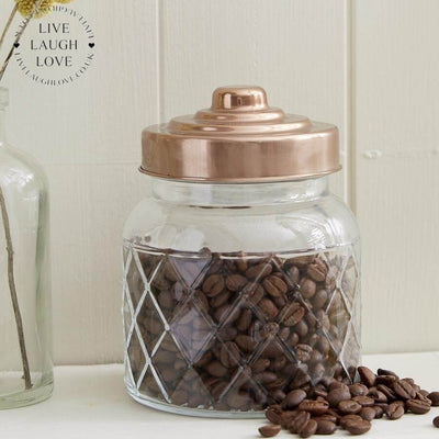 Glass Storage Jars W/ Copper Lids - LIVE LAUGH LOVE LIMITED