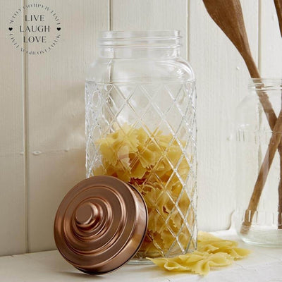 Glass Storage Jars W/ Copper Lids - LIVE LAUGH LOVE LIMITED