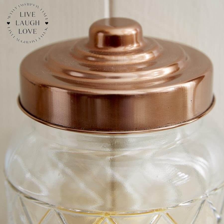 Glass Storage Jars W/ Copper Lids - LIVE LAUGH LOVE LIMITED