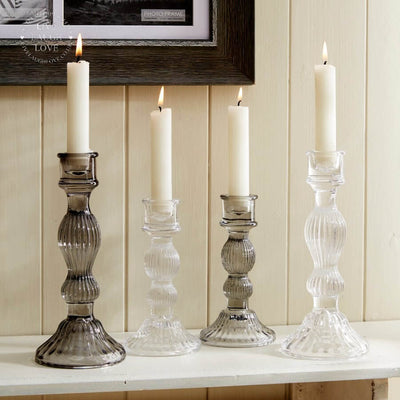 Glass Tapered Candle Holder - LIVE LAUGH LOVE LIMITED