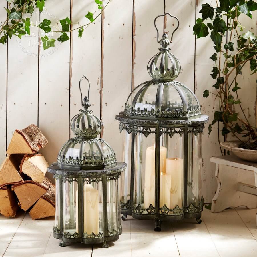 Green & Black Distressed Metal & Glass Lanterns - LIVE LAUGH LOVE LIMITED