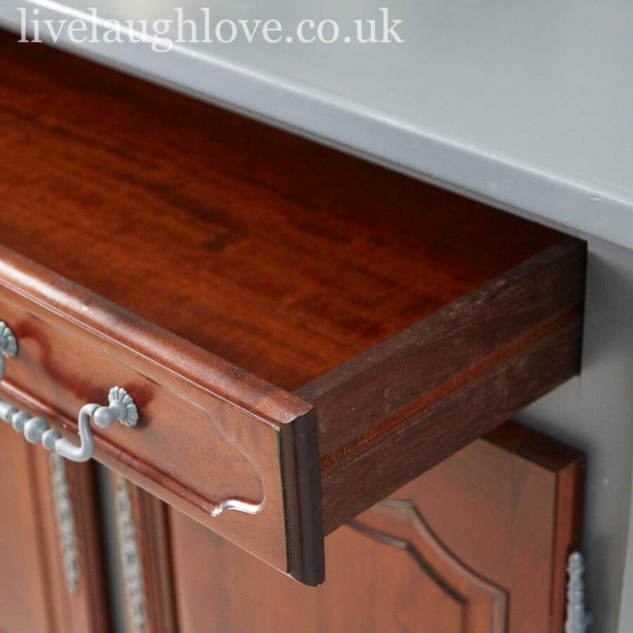 Grey And Cherry Wood Cupboard - LIVE LAUGH LOVE LIMITED