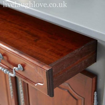 Grey And Cherry Wood Cupboard - LIVE LAUGH LOVE LIMITED