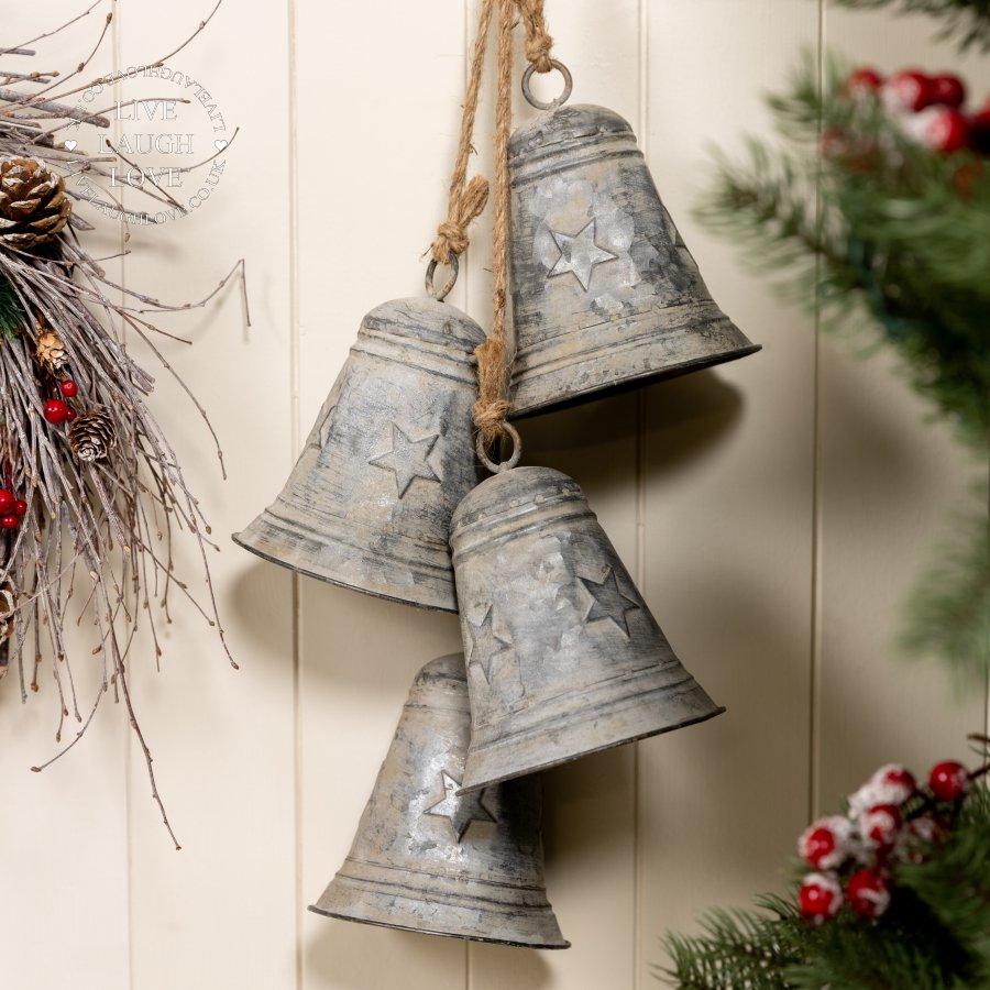 Hanging Rustic Metal Bunch of Bells - LIVE LAUGH LOVE LIMITED