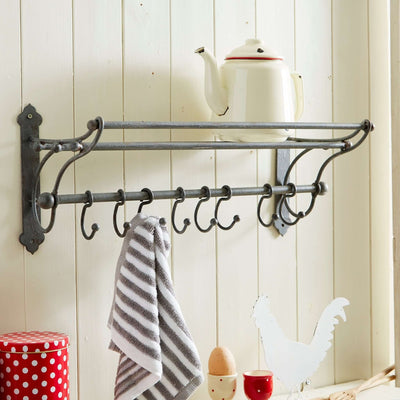 Industrial Style Metal Shelf With Hooks - LIVE LAUGH LOVE LIMITED
