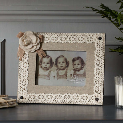 Laced Photo Frame with Material Flower Detail ***Second*** - LIVE LAUGH LOVE LIMITED