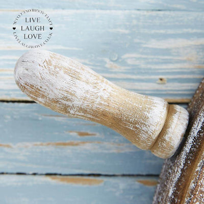 Large 62cm Whitewash Wooden Ships Wheel - LIVE LAUGH LOVE LIMITED