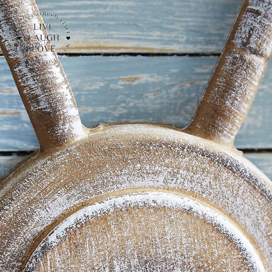 Large 62cm Whitewash Wooden Ships Wheel - LIVE LAUGH LOVE LIMITED