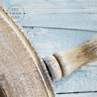 Large 62cm Whitewash Wooden Ships Wheel - LIVE LAUGH LOVE LIMITED