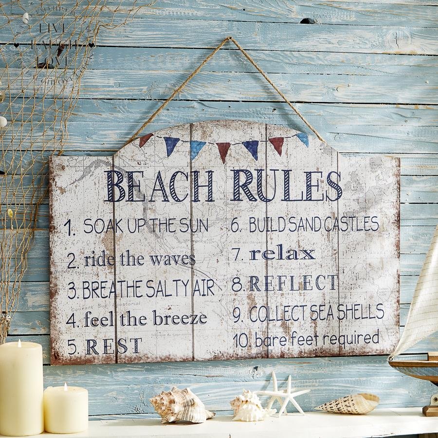 Large Beach Rules Wall Sign - LIVE LAUGH LOVE LIMITED
