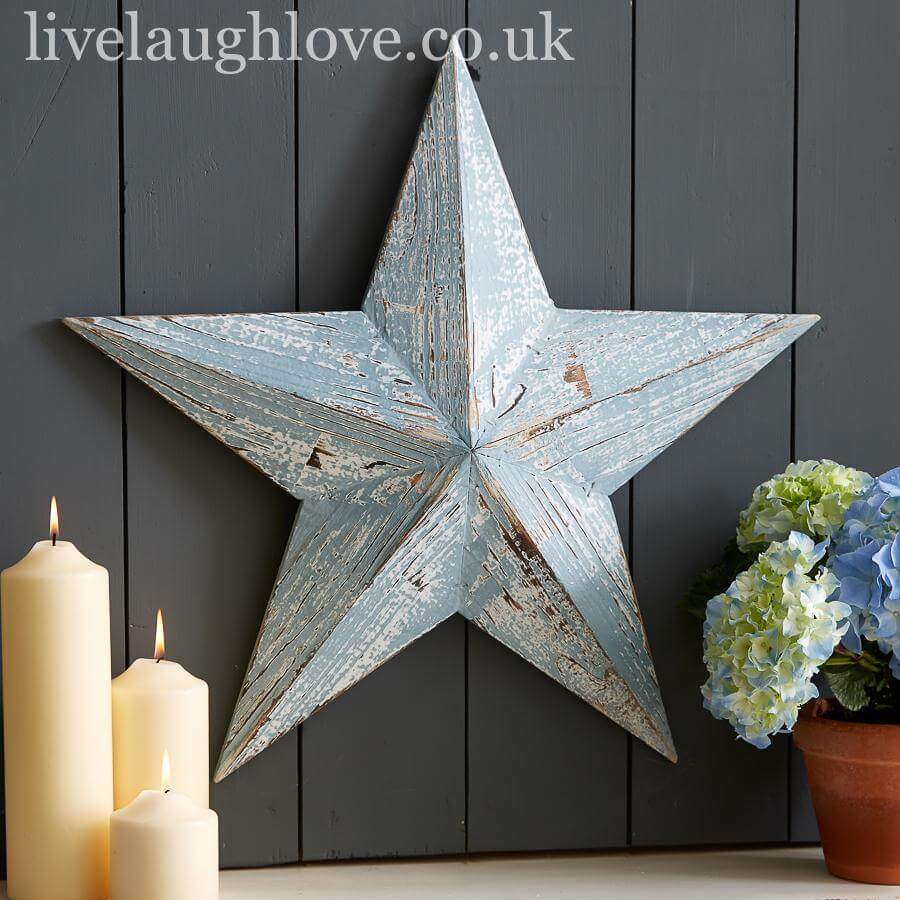 Large Blue Amish Barn Star - LIVE LAUGH LOVE LIMITED