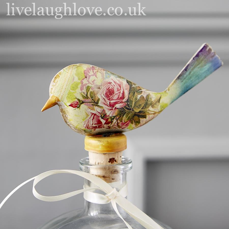 Large Bottle with Bird Stopper - LIVE LAUGH LOVE LIMITED