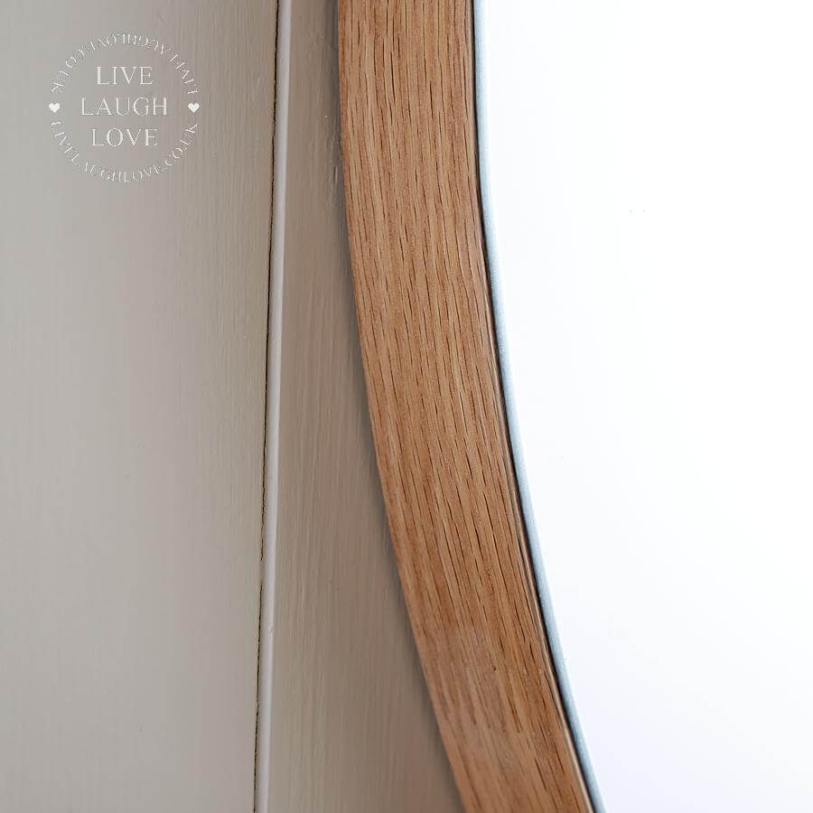 Large Frameless Natural Oak Wall Mirror - 80 x 80 cm - LIVE LAUGH LOVE LIMITED