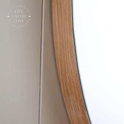 Large Frameless Natural Oak Wall Mirror - 80 x 80 cm - LIVE LAUGH LOVE LIMITED