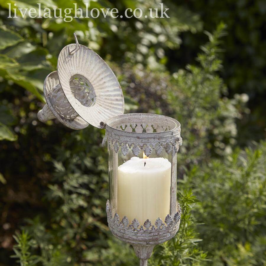 Large Metal Lantern On Tall Stake - LIVE LAUGH LOVE LIMITED