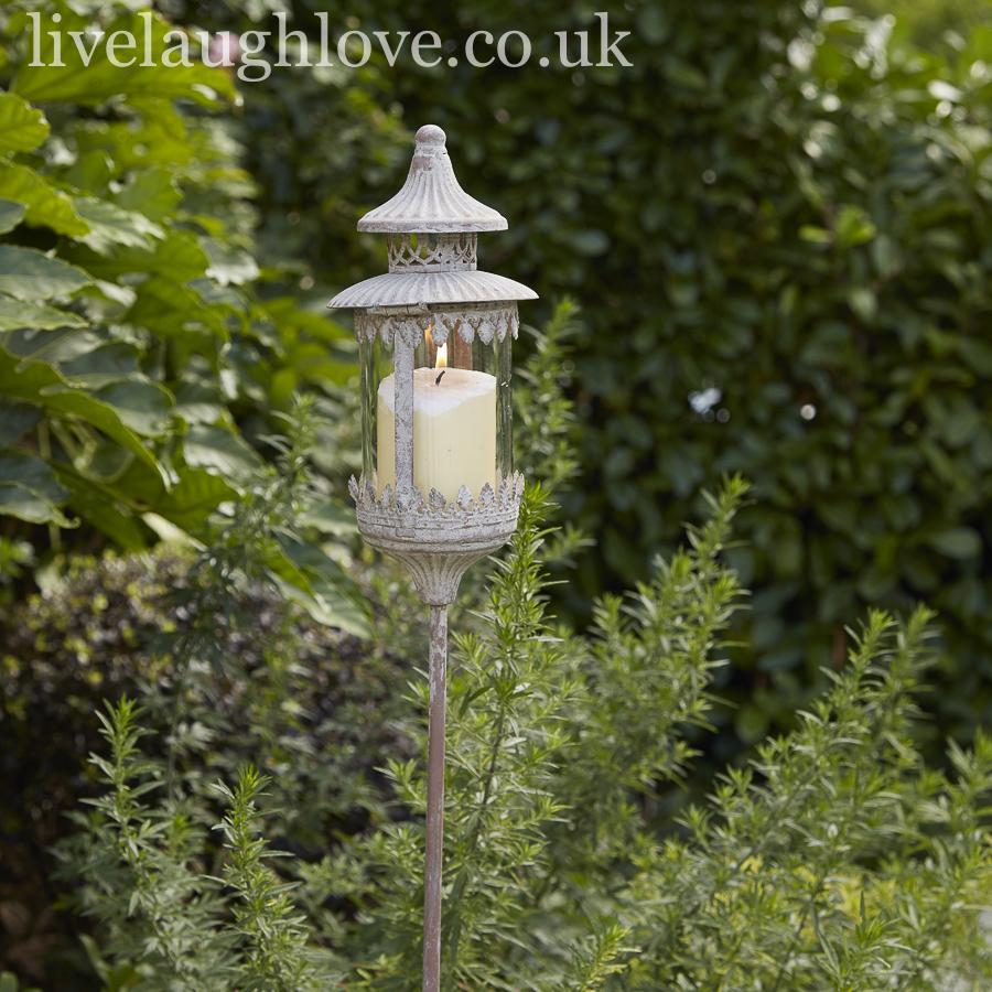 Large Metal Lantern On Tall Stake - LIVE LAUGH LOVE LIMITED