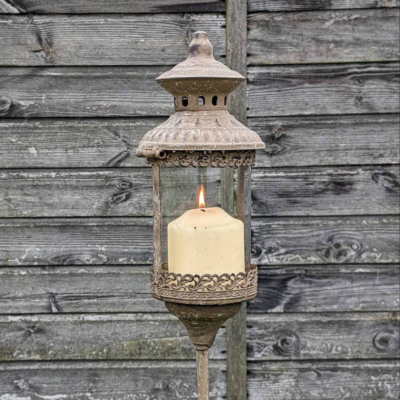 Large Metal Lantern On Tall Stake - LIVE LAUGH LOVE LIMITED