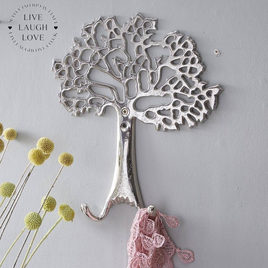 Large Silvered Tree Of Life Wall Hooks - LIVE LAUGH LOVE LIMITED