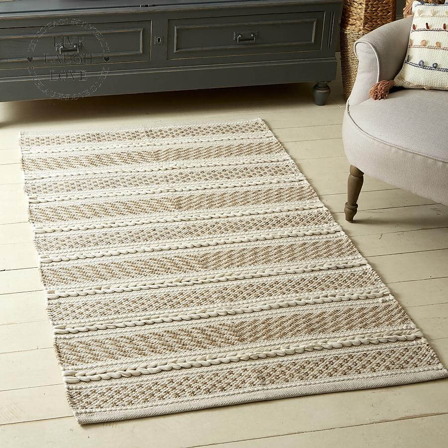 Large Textured Fabric Floor Rug - 150cm. - LIVE LAUGH LOVE LIMITED