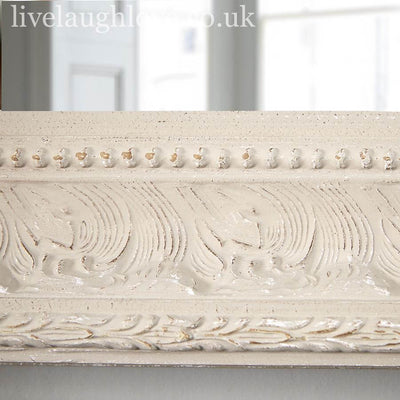Large Wooden Mirror W/ Carved Detail - Light Grey - LIVE LAUGH LOVE LIMITED