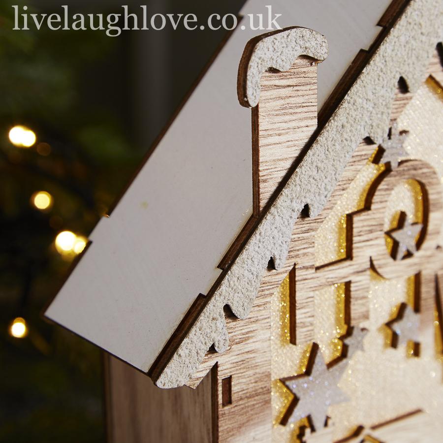 LED Snowy Wooden House Shelf Sitter - LIVE LAUGH LOVE LIMITED