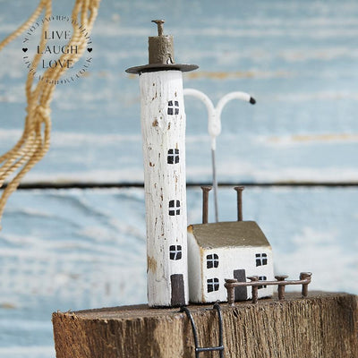 Lighthouse & Cottage Shelf Sitter - LIVE LAUGH LOVE LIMITED