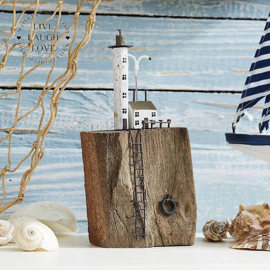 Lighthouse & Cottage Shelf Sitter - LIVE LAUGH LOVE LIMITED