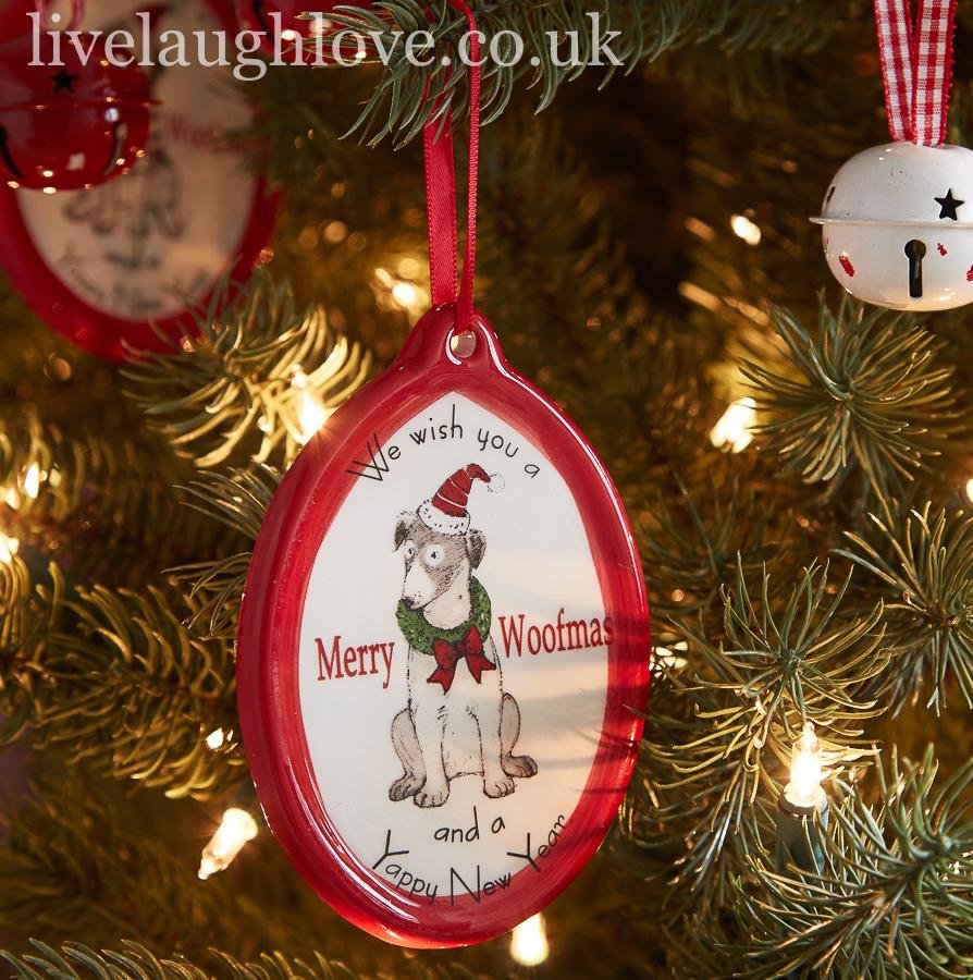 Merry Woofmas Ceramic Hanging Decoration plain - LIVE LAUGH LOVE LIMITED