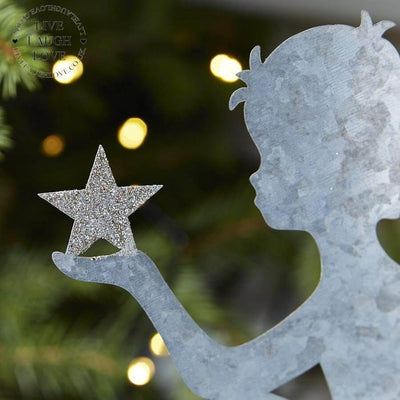 Metal Cherub On Wooden Plinth - LIVE LAUGH LOVE LIMITED