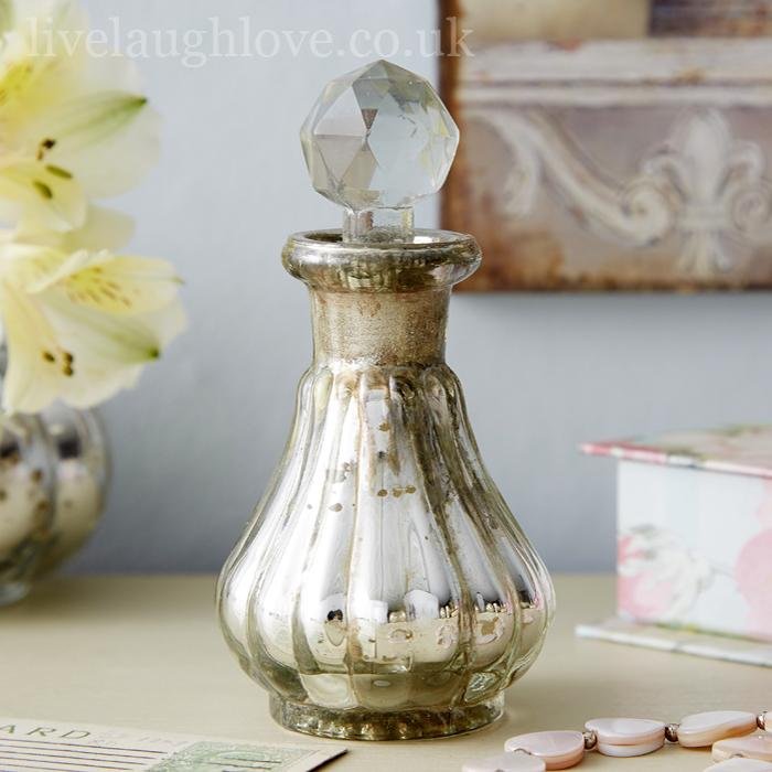 Miniature Antique Silver Glass Bottle - LIVE LAUGH LOVE LIMITED