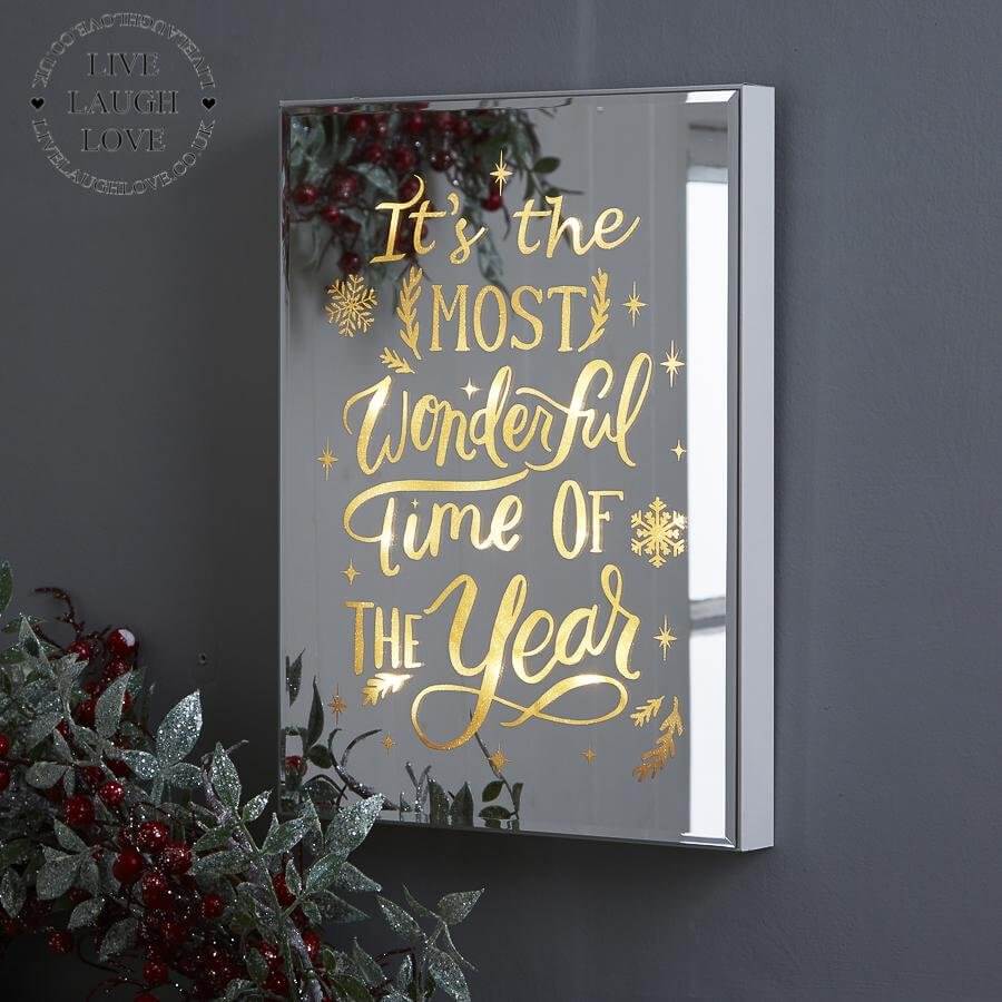 'Most Wonderful Time Of The Year' Mirrored LED Wall Hanger - LIVE LAUGH LOVE LIMITED