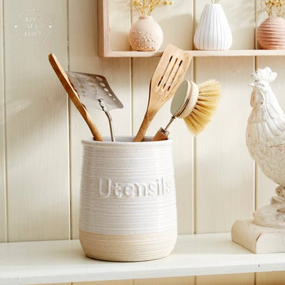 Natural Ceramic Utensils Holder - LIVE LAUGH LOVE LIMITED