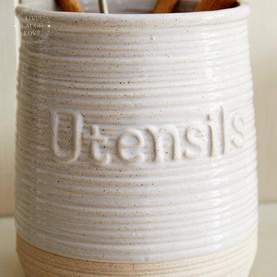 Natural Ceramic Utensils Holder - LIVE LAUGH LOVE LIMITED