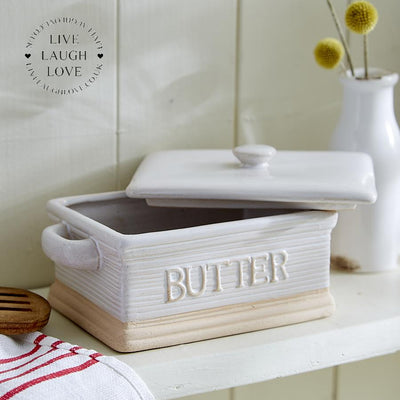Natural Design Butter Dish - LIVE LAUGH LOVE LIMITED