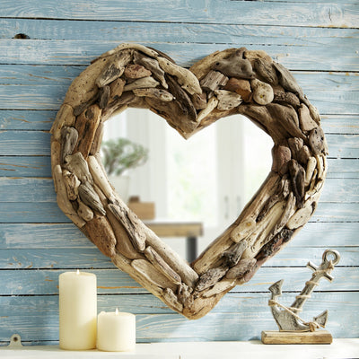 Natural Heart-Shaped Driftwood Mirror - LIVE LAUGH LOVE LIMITED