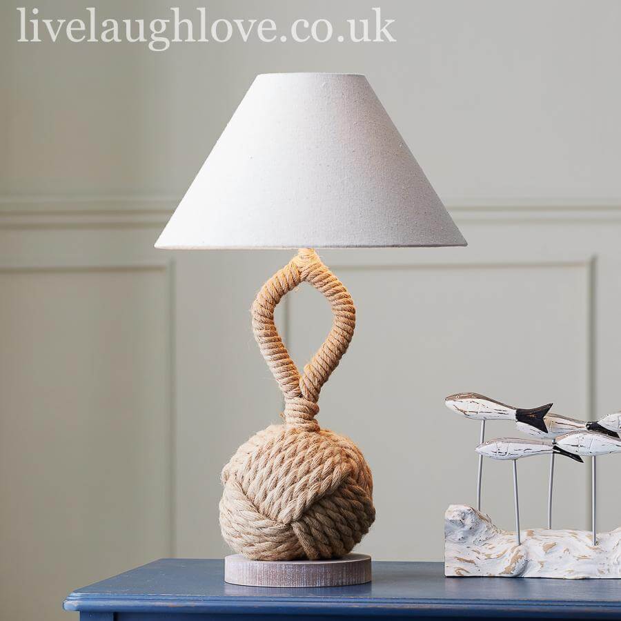 Natural Rope Knot Lamp With Fabric Shade - LIVE LAUGH LOVE LIMITED