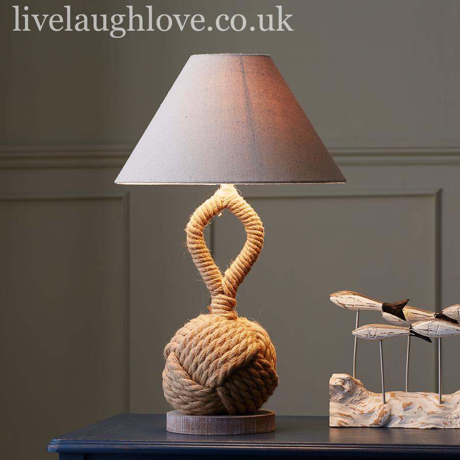Natural Rope Knot Lamp With Fabric Shade - LIVE LAUGH LOVE LIMITED