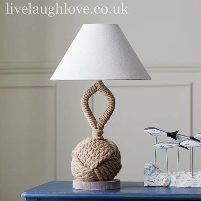 Natural Rope Knot Lamp With Fabric Shade - LIVE LAUGH LOVE LIMITED