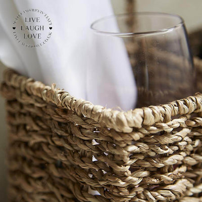Natural Seagrass Bottle Cutlery Condiments Carrier - LIVE LAUGH LOVE LIMITED