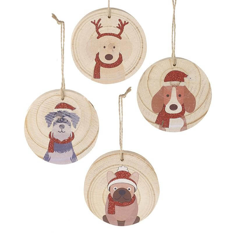 Natural Wooden Dog Christmas Hangers - LIVE LAUGH LOVE LIMITED