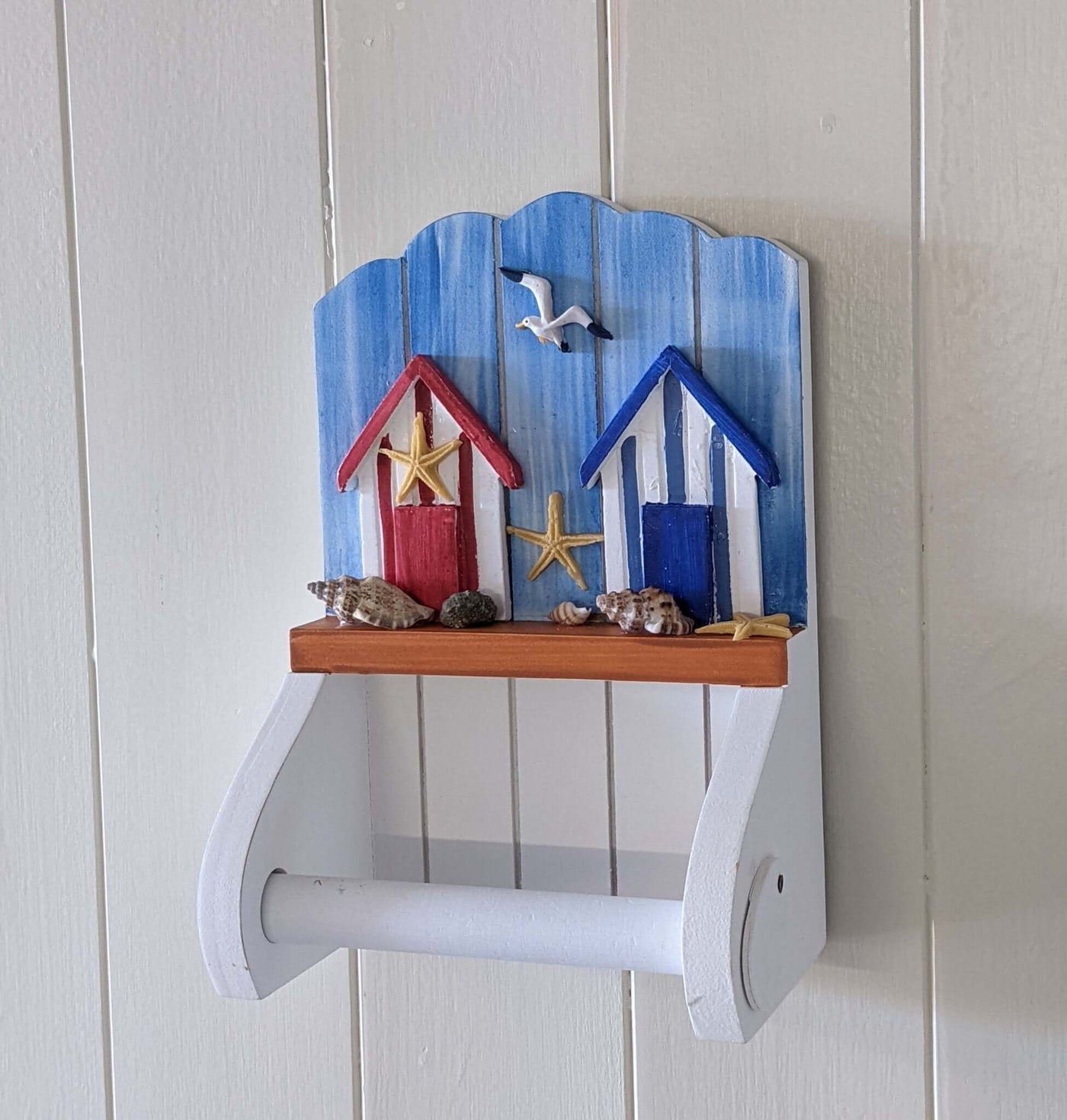 Nautical Beach Hut Toilet Roll Holder (Red Hut) - LIVE LAUGH LOVE LIMITED