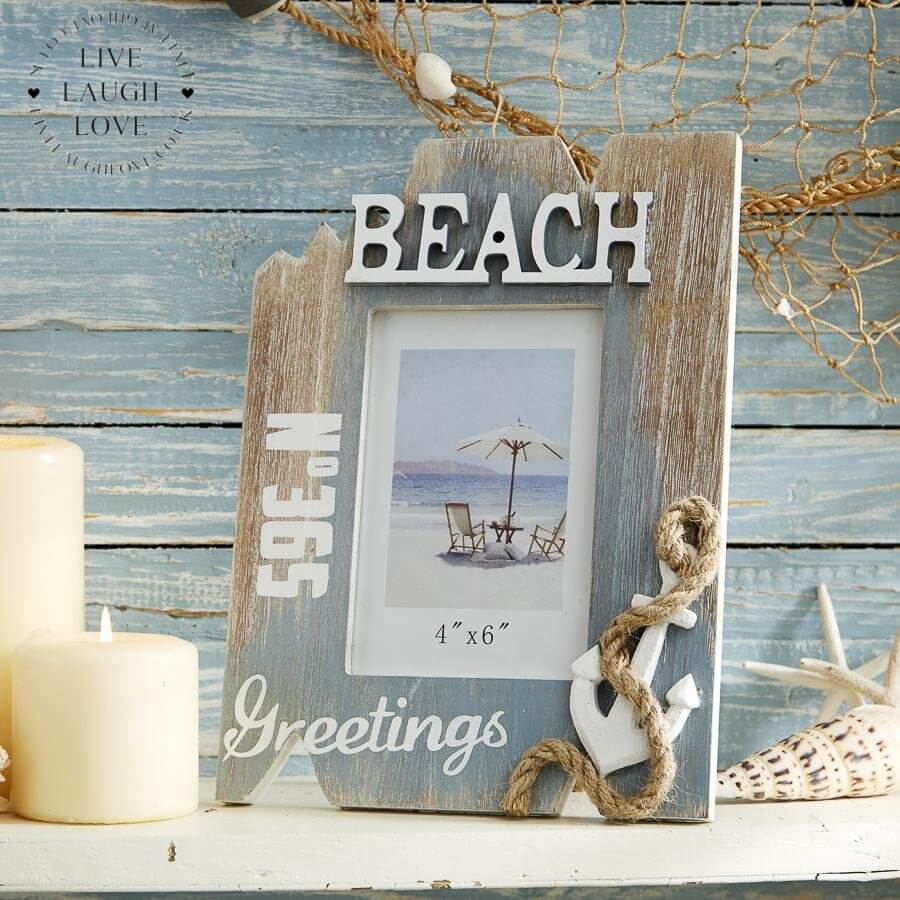 Nautical Photo Frame - 4" x 6" Photo Size - LIVE LAUGH LOVE LIMITED