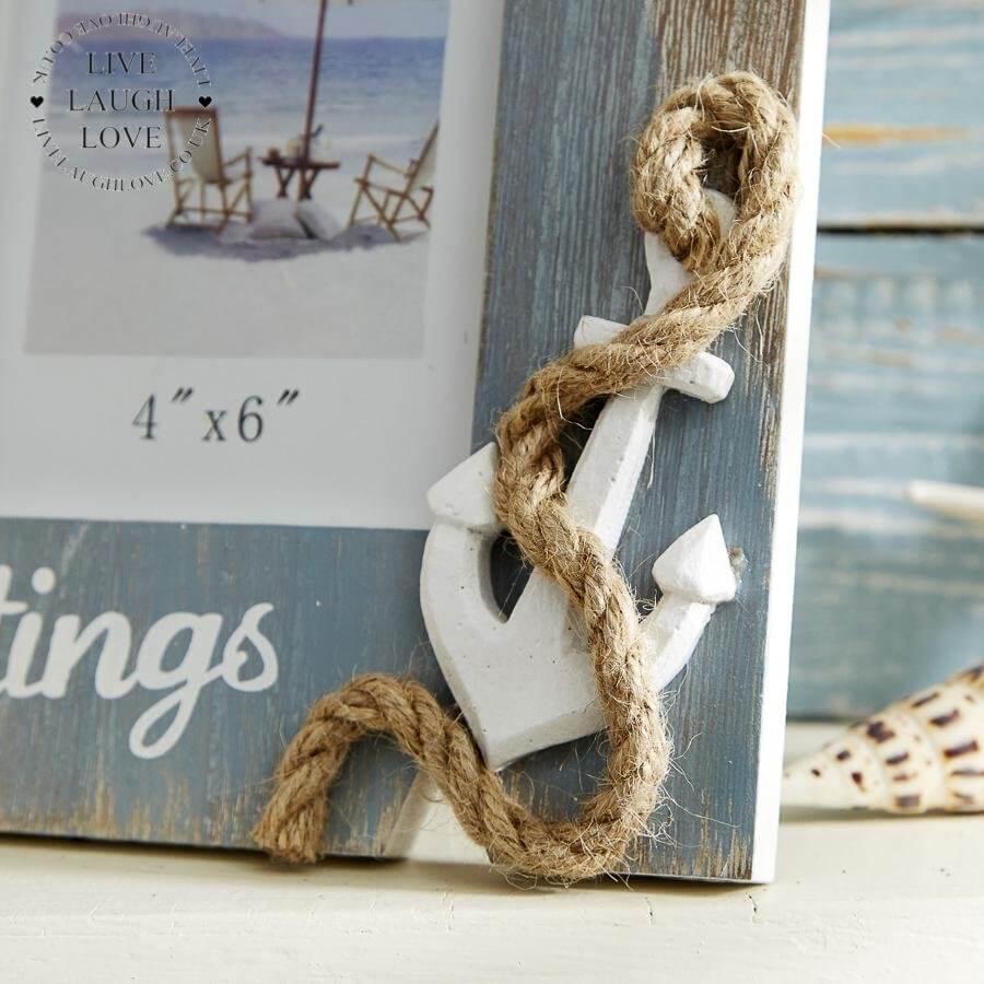 Nautical Photo Frame - 4" x 6" Photo Size - LIVE LAUGH LOVE LIMITED