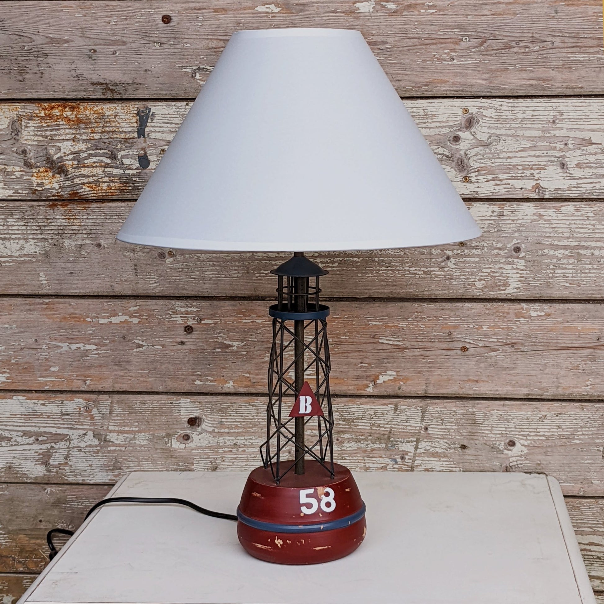 Nautical Wooden Life Buoy Lamp With Fabric Shade - LIVE LAUGH LOVE LIMITED