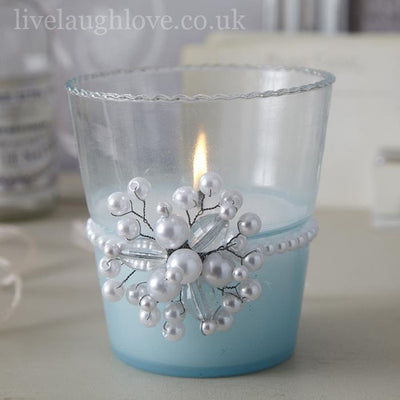 Opulent Collection - Pearl Cluster Wax Filled Votive - Blue - LIVE LAUGH LOVE LIMITED