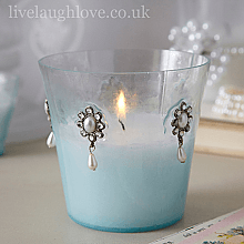Opulent Collection - Pearl Drop Wax Filled Votive - Blue - LIVE LAUGH LOVE LIMITED