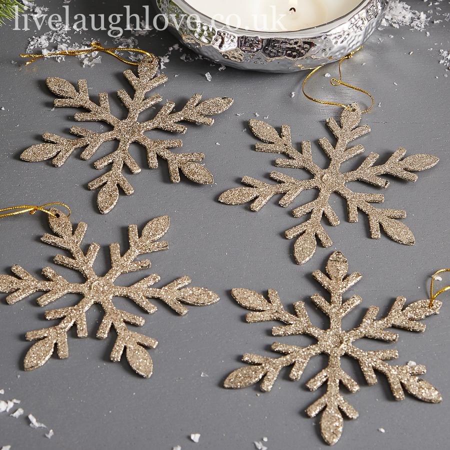 Pack Of 4 Glitter Snowflakes - LIVE LAUGH LOVE LIMITED