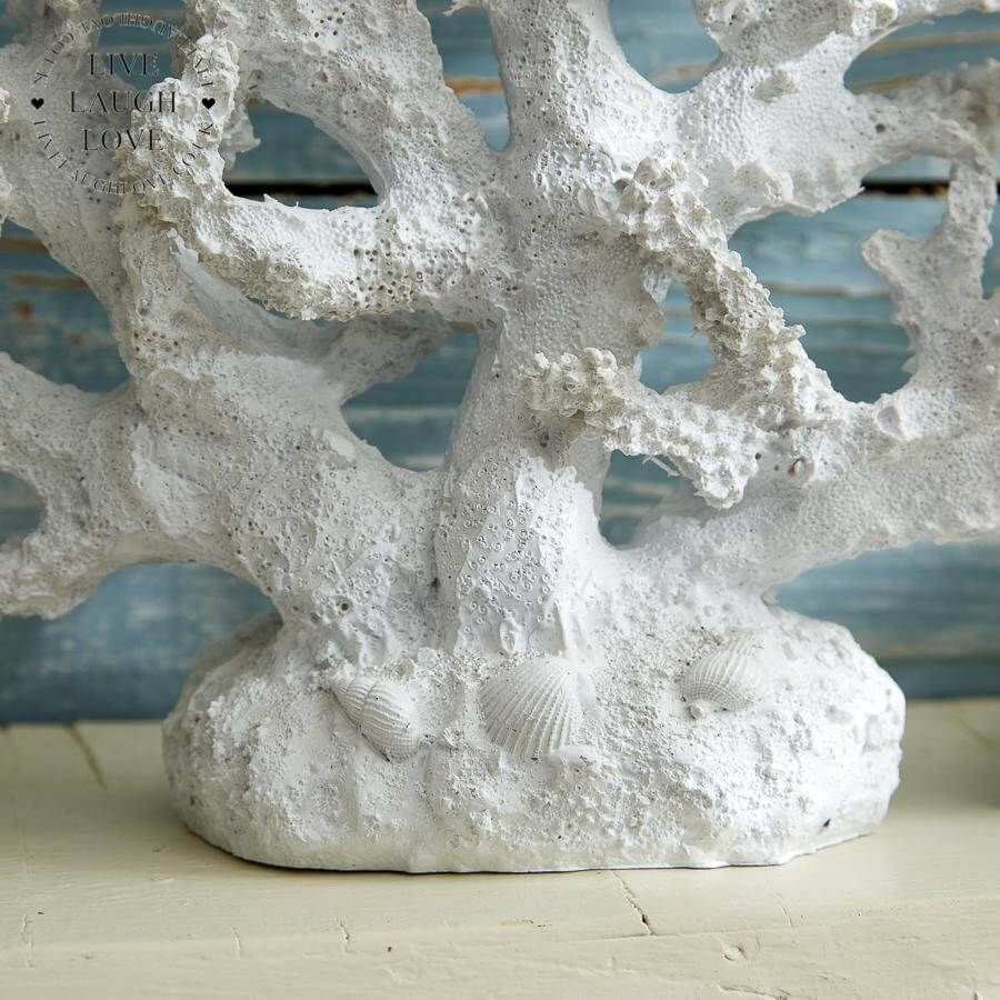 Painted White Decorative Resin Fire Coral - LIVE LAUGH LOVE LIMITED