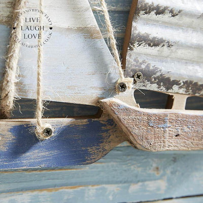 Painted Wood and Metal Sailboats Wall Art - LIVE LAUGH LOVE LIMITED